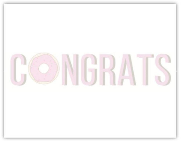 'Congrats' pink sprinkles donut card